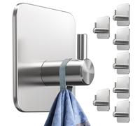 4smile Toallero sin taladrar, juego de 8 unidades - Ganchos adhesivos de acero inoxidable como gancho para toallas, ganchos impermeables autoadhesivos, toalleros de baño inoxidables, ganchos para baño