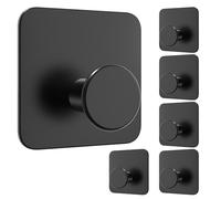 4smile Toallero sin taladrar, moderno, juego de 6 unidades, color negro