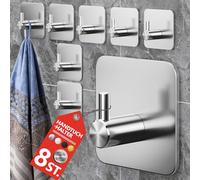 4smile ZT design - Juego de 8 ganchos adhesivos para toallas de baño y cocina (acero inoxidable)