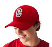 4sold Gorra de béisbol ajustable con letras rojas y negras para niños y niñas, diseño de alfabeto 3D bordado en 3D, gorra deportiva para niños, C, Talla única