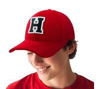 4sold Gorra de béisbol ajustable en 3D con bordado del alfabeto A-Z - Rojo y negro, H, Talla única