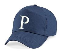 4sold - Gorra de béisbol para niño, verano, de algodón, de calidad, alfabeto de la A a la Z, ajustable, color azul marino Azul P Talla única