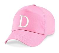 4sold Niños Escuela Bordado Gorra Niños Hat Alphabet A - Z Verde Rosa Claro (D)