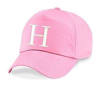 4sold Niños Escuela Bordado Gorra Niños Hat Alphabet A - Z Verde Rosa Claro (H)