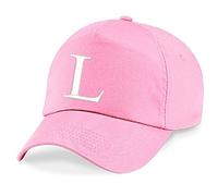 4sold Niños Escuela Bordado Gorra Niños Hat Alphabet A - Z Verde Rosa Claro (L)