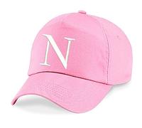 4sold Niños Escuela Bordado Gorra Niños Hat Alphabet A - Z Verde Rosa Claro (N)