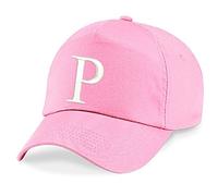 4sold Niños Escuela Bordado Gorra Niños Hat Alphabet A - Z Verde Rosa Claro (P)