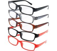 4sold The Reading Glasses Slim Readers Value - Paquete de 5 lentes de lectura para hombre y mujer, 5 piezas de mezcla de colores, +1.00 aumento/paquete de 5