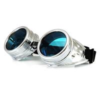 4sold (TM) Steam Punk Antique Copper Cyber Goggles Rave Goth Vintage Victorian - Gafas estilo gótico vintage. silver with free uv lensses and stickers Medium