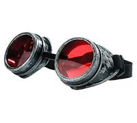 4sold (TM) Steam Punk Antique Copper Cyber Goggles Rave Goth Vintage Victorian - Gafas estilo gótico vintage. brushed silver with free lensses and stickers Medium