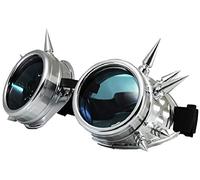 4sold (TM) Steam Punk Antique Copper Cyber Goggles Rave Goth Vintage Victorian - Gafas estilo gótico vintage. goggles studs silver with free lensses and stickers Medium