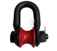 4T - Sistema de polea de cable de acero con bloque de gancho giratorio y grillete marino, rodillo de rueda ancha para elevación pesada, color rojo y negro