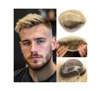 4T613# Blonde Human Hair Lace Front Men's Hairpiece Mono Top with PU Skin Base Toupee for Men
