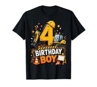 4th Birthday Boy Construction Truck 4 Years Old Party Camiseta