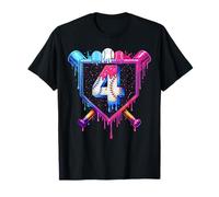 4th Birthday Boys Baseball Ice Cream Drip Four Boys Baseball Camiseta