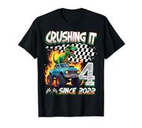 4th Birthday Monster Truck Dinosaur Crushing It Since 2022 Camiseta