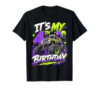 4th Birthday Monster Truck Party 4 Years Old Boys Theme Camiseta