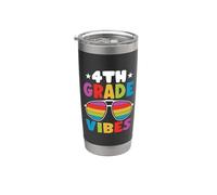 4th Grade Back To School Sunglasses Vibes Retro First Day Vaso térmico de acero inoxidable de doble pared
