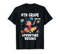 4th Grade Where The Adventure Begins Back To School For Boys Camiseta gráfica económica
