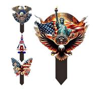 4th July Garden Stakes - Versátil de alto rendimiento elegante 4 piezas Independence Day, Decorations 2D Acrylic, Decorative Cake Outdoor Pathway Patio | Multiusos Outdoor Indoor Utility