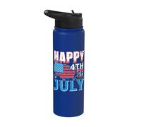 4th Of July American Flag Happy 4th Of July For Men Women Stainless Steel Insulated Water Bottle