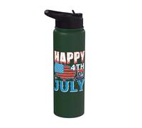 4th Of July American Flag Happy 4th Of July For Men Women Stainless Steel Insulated Water Bottle