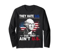 4th of July American Flag They Hate Us Cuz They Ain't Us Manga Larga