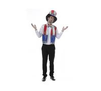 4th Of July Celebrattion Patriotic Party Sequin Uncle Sam Costume Kit for Adult American Flag Vest Hat Bowtie