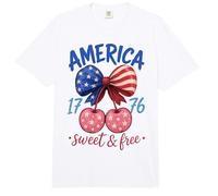 4th of July Coquette Patriotic America 1776 USA Cherry Comfort Colors Adult Heavyweight T-Shirt