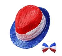 4th of July Costume Hat, Red White Blue Sequin Patriotic Accessory, Sparkling Independence Day Party Cap, Eye-Catching Photography Prop for Gatherings, Stage, Parade, Dancing, Events
