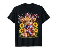 4th of July Cute Highland Cow Popsicle USA Flag Patriotic Camiseta