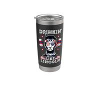 4th of July Drinkin Like Lincoln Merica Abraham Beer Lover Vaso térmico de acero inoxidable de doble pared