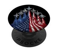 4th of July Fighter Jet US Flag American Military Planes PopSockets PopGrip Adhesivo