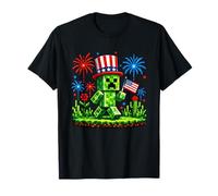 4th of July Gamer Pixel US Flag Patriotic Men Women Kids Camiseta
