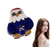 4th Of July Hair Clip - 1 Piece American Flag Pins | Patriotic HairClip | Red White Blue Hair Accessories | Non Slip Acrylic Jaw Clip For Women Girls | American Flag Star Heart Design