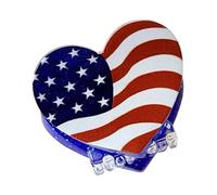 4th Of July Hair Clip - American Flag Patriotic Jaw Clip 1 Piece | Acrylic Non Slip Red White Blue Hair Accessories Women Girls Star Heart Design Summer PartyClip