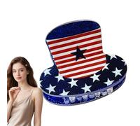 4th Of July Hair Clip - Patriotic Star Ribbon Hair Accessory | Red White Blue Glitter Bow Barrette for Women Girls Festival Party Outfit Decor Use Headpiece Celebration