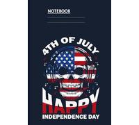 4th Of July Happy Independence Day With American Flag Skull Wearing Headphones On Dark Navy Cover: Notebook