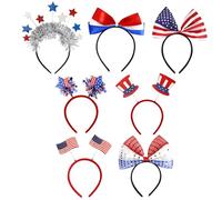4th Of July Headband, Cute Hair Band, Set Of 7 Patriotic Hair For 4th Of July Memorial Veterans Independence Day Parade, Hair Accessories Veterans Party Favors, Party Favors