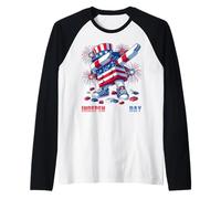 4th of July INDEPEN-Dance Day Blocks Bricks Master Builder Camiseta Manga Raglan