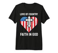 4th of July Love of Country Heart American Flag Patriotic Camiseta Premium
