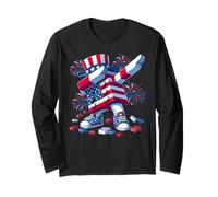 4th of July Master Builder USA Flag Patriotic Kids Boys Men Manga Larga
