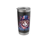 4th of July Mew-S-A Pawsitively Patriotic Cat Vaso térmico de acero inoxidable de doble pared