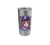 4th of July Mew-S-A Pawsitively Patriotic Cat Vaso térmico de acero inoxidable de doble pared