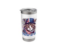 4th of July Mew-S-A Pawsitively Patriotic Cat Vaso térmico de acero inoxidable de doble pared