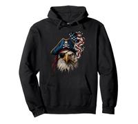 4th of July Smoking Pirate Eagle USA Flag Sudadera con Capucha