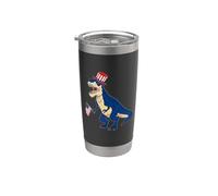 4th Of July T Rex Dinosaur American Flag Patriotic Vaso térmico de acero inoxidable de doble pared