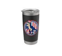 4th Of July T Rex Dinosaur American Flag Patriotic Vaso térmico de acero inoxidable de doble pared