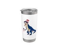 4th Of July T Rex Dinosaur American Flag Patriotic Vaso térmico de acero inoxidable de doble pared