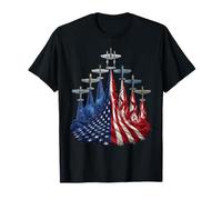 4th of July Warbirds Fighter Planes American Aircraft Flag Camiseta